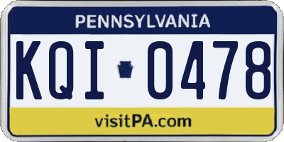PA license plate KQI0478