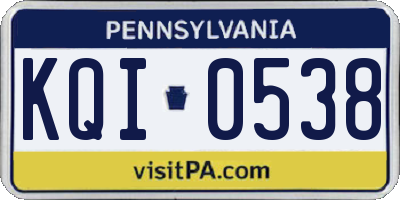 PA license plate KQI0538