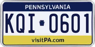 PA license plate KQI0601