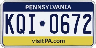 PA license plate KQI0672