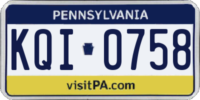 PA license plate KQI0758