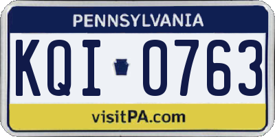 PA license plate KQI0763