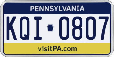 PA license plate KQI0807