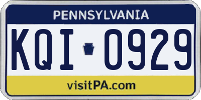 PA license plate KQI0929