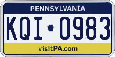 PA license plate KQI0983