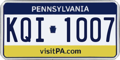 PA license plate KQI1007