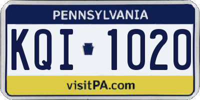 PA license plate KQI1020