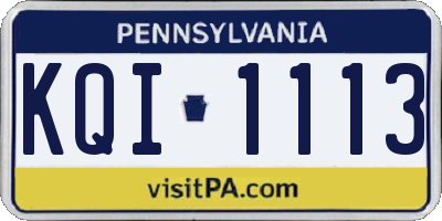 PA license plate KQI1113