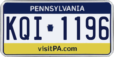 PA license plate KQI1196