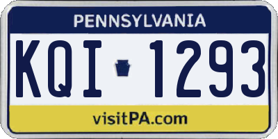 PA license plate KQI1293