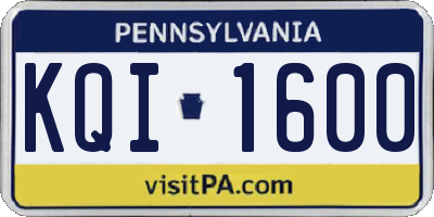 PA license plate KQI1600