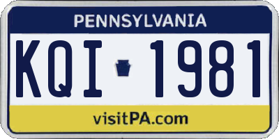 PA license plate KQI1981