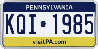 PA license plate KQI1985