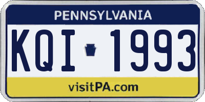 PA license plate KQI1993