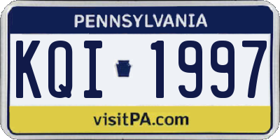 PA license plate KQI1997