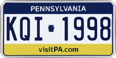 PA license plate KQI1998