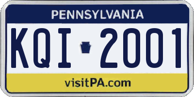 PA license plate KQI2001