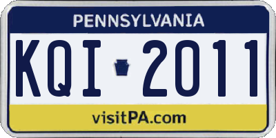 PA license plate KQI2011