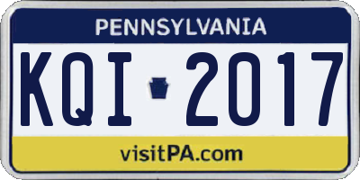 PA license plate KQI2017