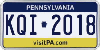PA license plate KQI2018