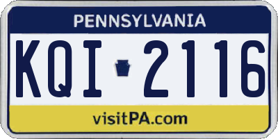 PA license plate KQI2116