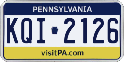 PA license plate KQI2126