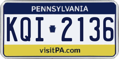 PA license plate KQI2136