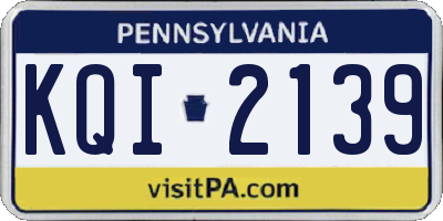 PA license plate KQI2139