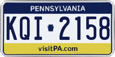 PA license plate KQI2158