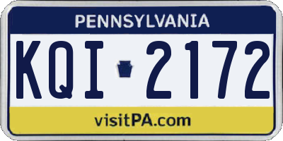 PA license plate KQI2172