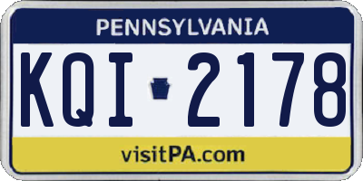 PA license plate KQI2178