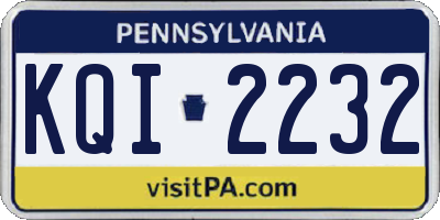 PA license plate KQI2232