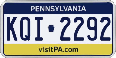 PA license plate KQI2292