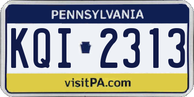 PA license plate KQI2313