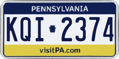 PA license plate KQI2374