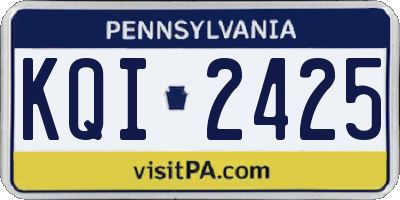 PA license plate KQI2425
