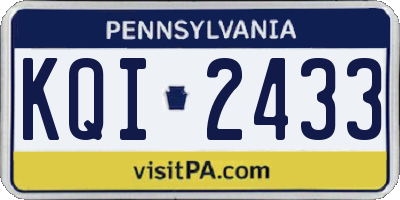 PA license plate KQI2433