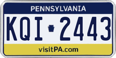 PA license plate KQI2443