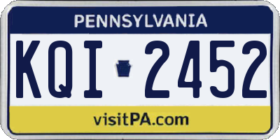 PA license plate KQI2452