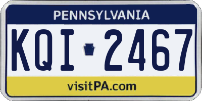 PA license plate KQI2467