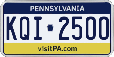 PA license plate KQI2500