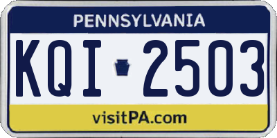 PA license plate KQI2503