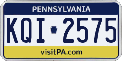 PA license plate KQI2575