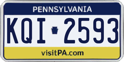 PA license plate KQI2593