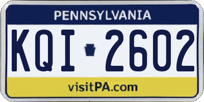 PA license plate KQI2602