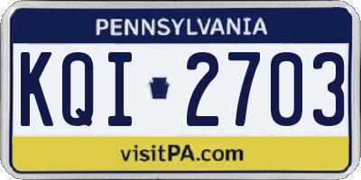 PA license plate KQI2703