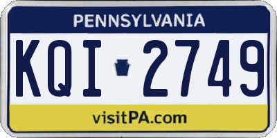 PA license plate KQI2749