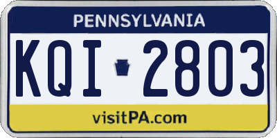 PA license plate KQI2803