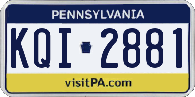 PA license plate KQI2881