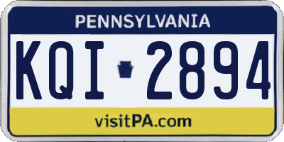 PA license plate KQI2894